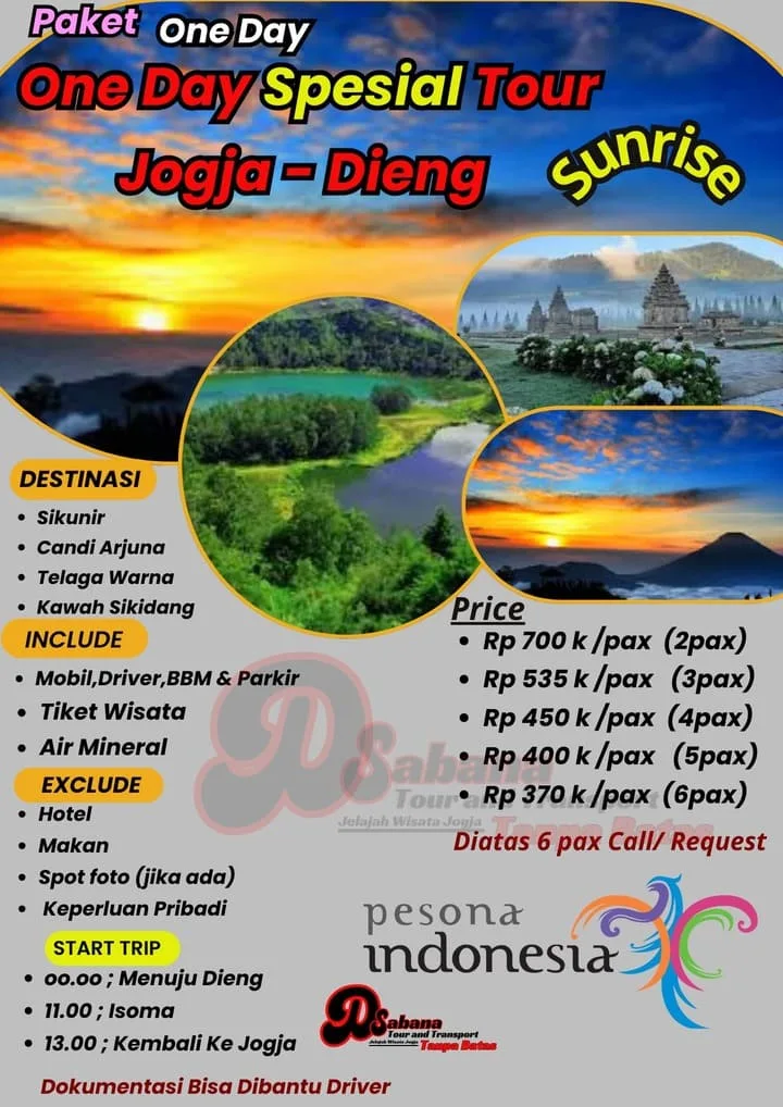 Paket One Day Spesial Tour Jogja Dieng Pagi Sunrise